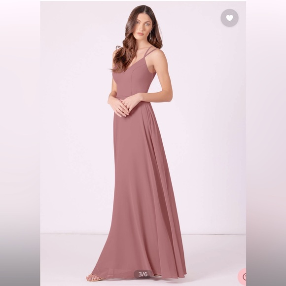Azazie Janine A-Line Chiffon Floor-Length Dress Dusty Rose - Picture 3 of 6